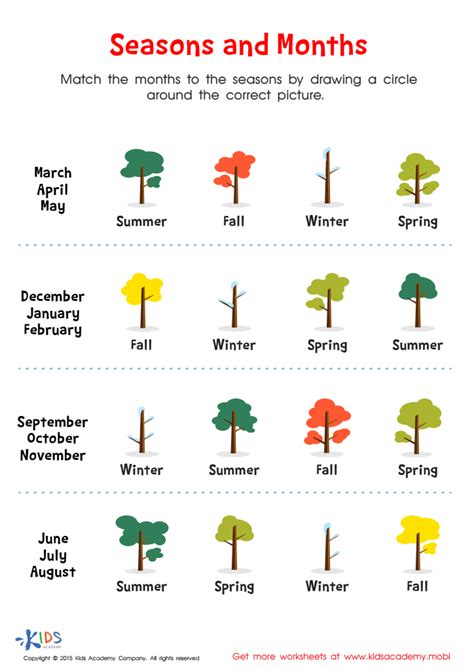 Four Seasons Worksheets: Free Printable Seasons of the Year Worksheets PDF