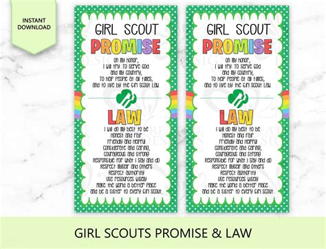 Girl Scout Promise And Law Printable Sign- Instant Download | ubicaciondepersonas.cdmx.gob.mx
