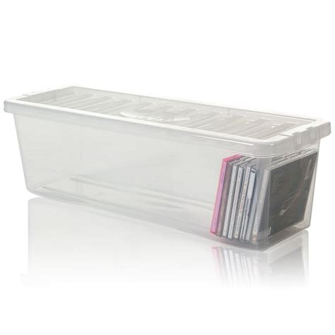 52 CDs 5X Shallow CD Wham Clear Plastic Stackable Storage Containers & Lids Home Home, Furniture ...