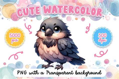 Cute Watercolor Crow Graphic by SellingPOD · Creative Fabrica