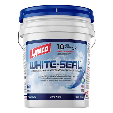 Lanco White-Seal 5 Gal. Acrylic Elastomeric White Reflective Roof Sealer RC865-2 - The Home Depot