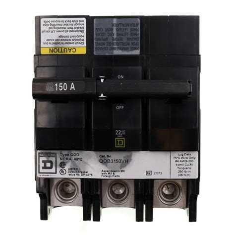 SQUARE D QOB3150VH QO CIRCUIT BREAKER, BOLT-ON, 3-POLE, 150A, 120/240V ...