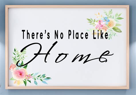 No Place Like Home Printable Art-home Floral Watercolor | Etsy