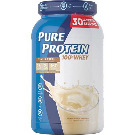 Pure Protein 100% Whey Powder, Vanilla Cream (2.58 lbs.) - Walmart.com - Walmart.com