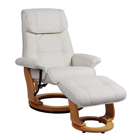 Starline Designs Ventura Swivel Recliner Chair And Ottoman In White ...