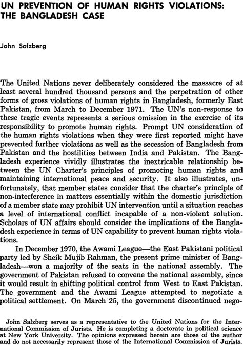 UN Prevention of Human Rights Violations: The Bangladesh Case | International Organization ...