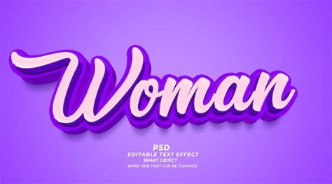 Premium PSD | Woman psd 3d editable text effect photoshop template