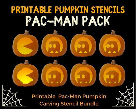 Printable Pumpkin Stencil Pack for Carving Pac-Man BUNDLE | Etsy