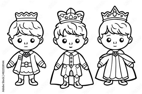 coloring pages with cute prince characters, coloring book, happy prince ...