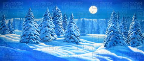 Blue Night Snow Landscape Projected Backdrops - Grosh Digital