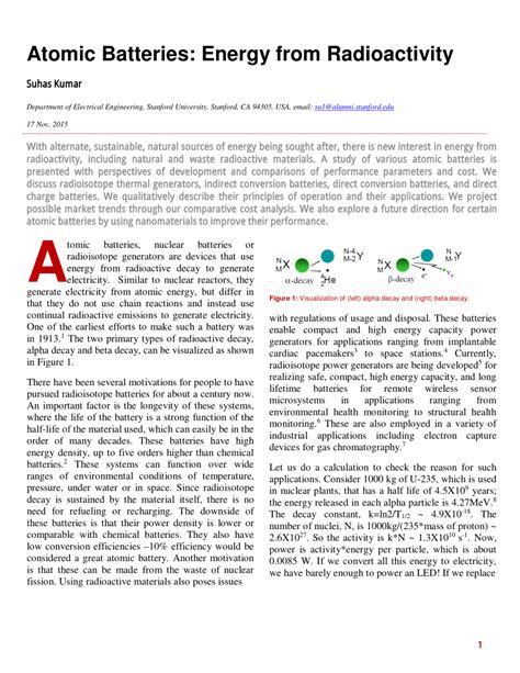 (PDF) Atomic Batteries: Energy from Radioactivity