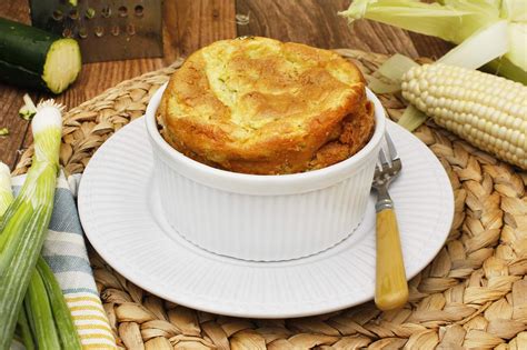 This savory souffle is fluffy and delicious, filled with zucchini, corn ...