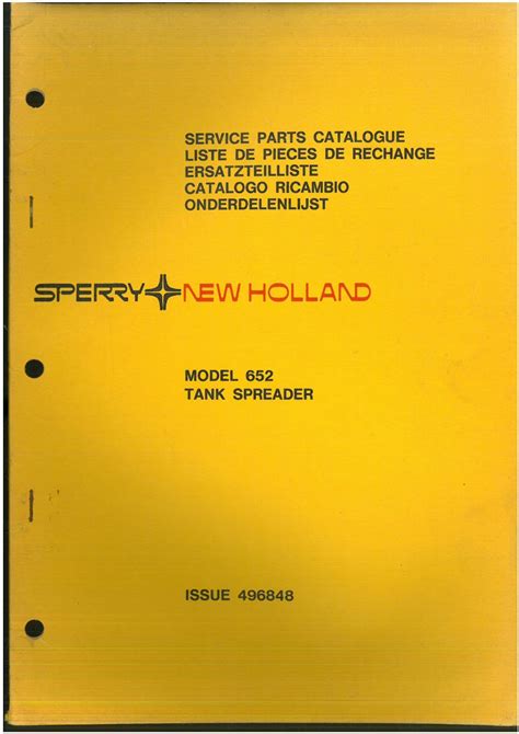 New Holland Manure Tank Spreader Model 652 Parts Manual - ORIGINAL