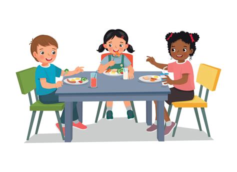 Group of kids having lunch together at school canteen 27160020 Vector Art at Vecteezy