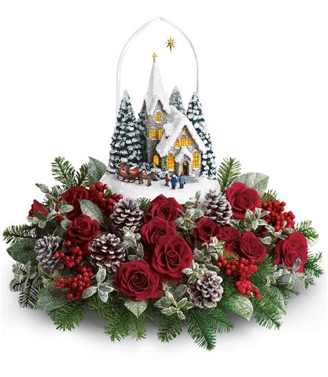 T13X300A Thomas Kinkade Starry Night Centrepiece | Christmas flower arrangements, Christmas ...