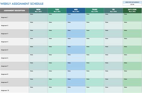 Schedule Spreadsheet Template Excel