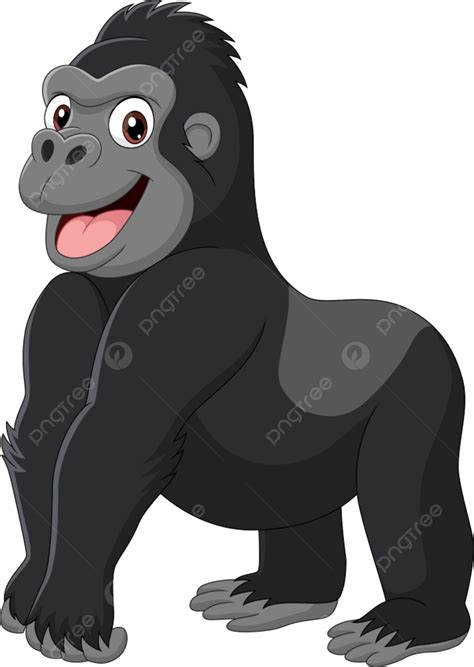 Cartoon Gorilla Clipart Vector, Cartoon Gorilla On White Background, Black, Ape, Smile PNG Image ...