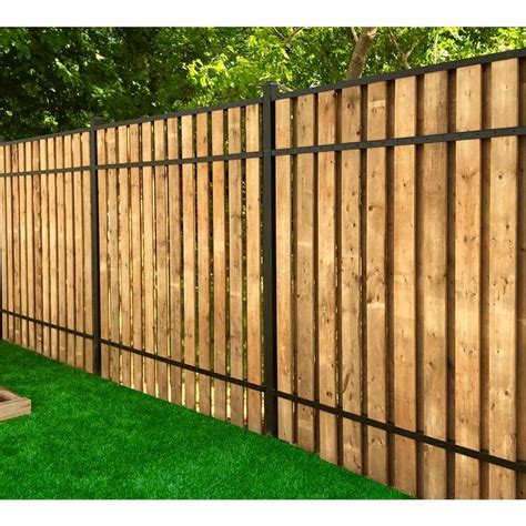 Slipfence 1.5 in. x 3 in. x 92 in. Black Aluminum Vertical Fence Stringer Kit, Includes 2 ...