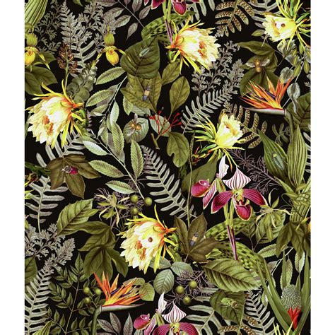 Roommates Black Tropical Flowers Peel and Stick Wallpaper - Walmart.com ...