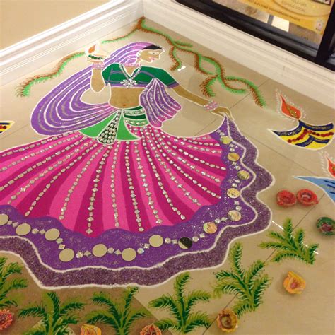 Dancing Radha for Diwali celebrations Hand painted colorful sand on the ...