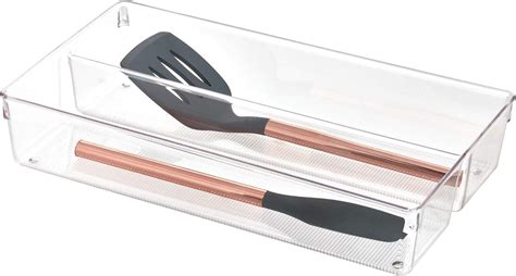 iDesign 56230 Cutlery Tray for Drawer, Large Plastic Kitchen Drawer Insert with 2 Compartments ...