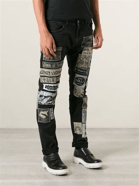 Lyst - Diesel Patch Jeans in Black for Men