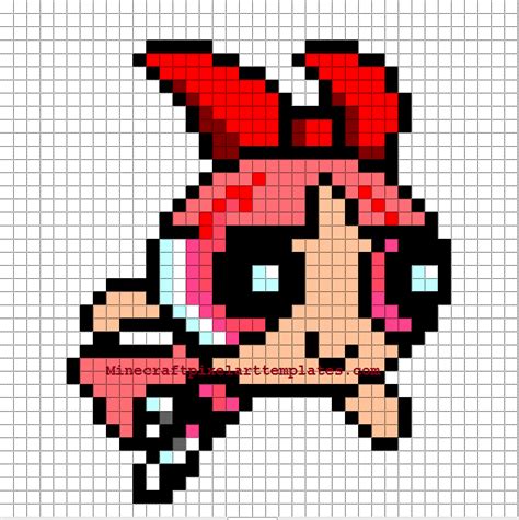 Minecraft Pixel Art Templates: Blossom (Powerpuff girls) | Minecraft pixel art, Pixel art ...