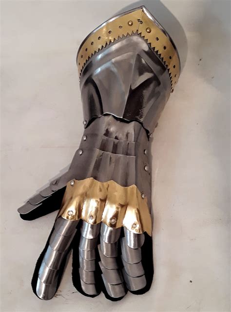 Medieval Gauntlet Gloves Steel & Brass Handmade Fully | Etsy