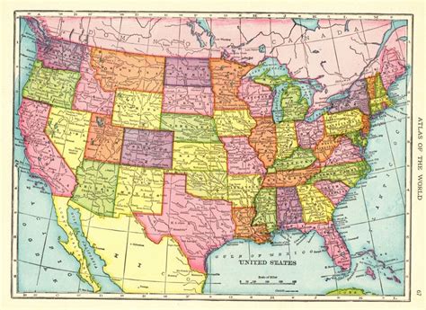 1908 Antique UNITED STATES Map Collectible Vintage USA Map 6025 | United states map, Usa map ...