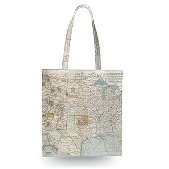 Amazon.com: Antique United States Map Canvas Tote Bag - Book Bag, Gym Bag, Grocery Bag, Canvas ...