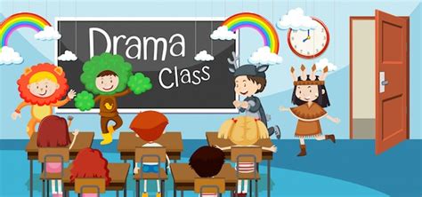 Premium Vector | Children in drama class