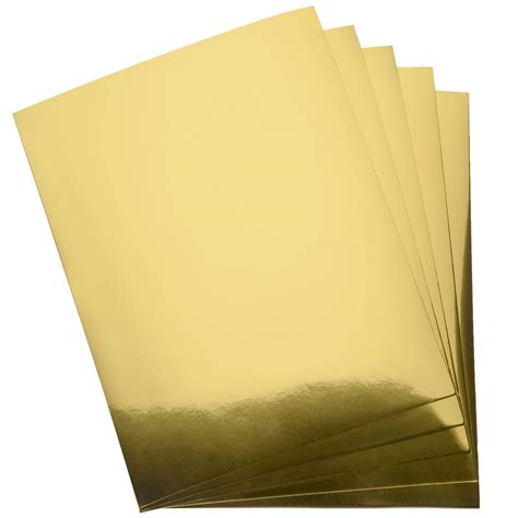 Buy Metallic Gold Paper Card stock Stationary Sheets 60 Pack Golden Foil Board for Flowers ...