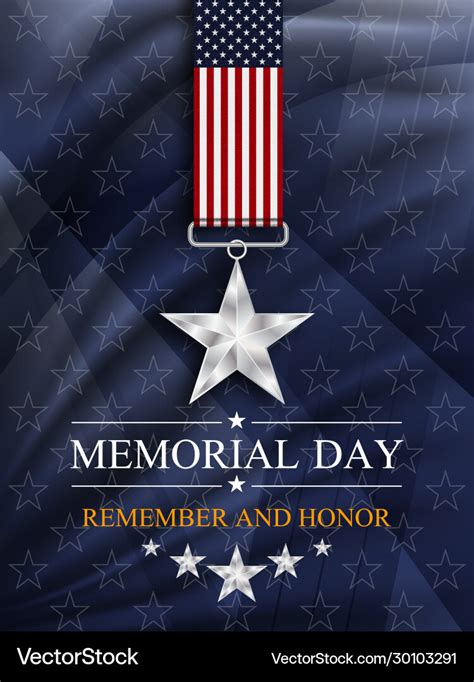 Memorial day card over blue background Royalty Free Vector