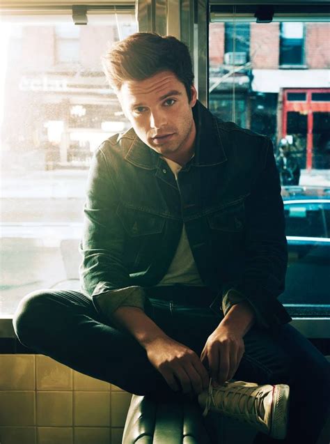 Entertainment Weekly photoshoot at the Empire Diner (2014) | Sebastian stan photoshoot, Man ...