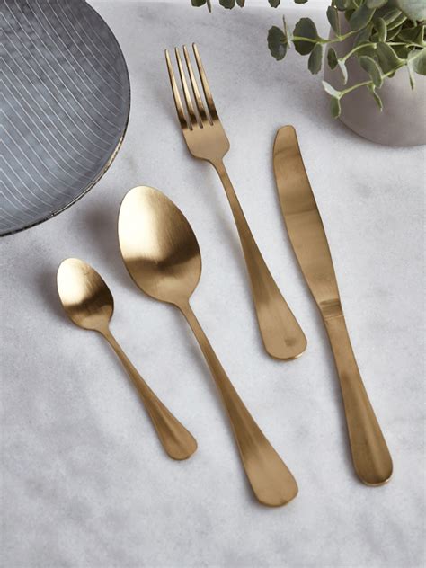 Matte Gold Cutlery Set | Gold cutlery set, Gold cutlery, Gold kitchen