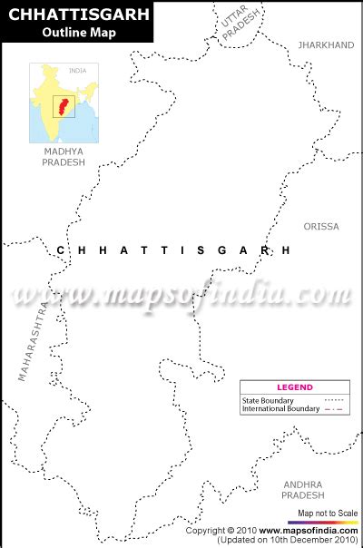 Chhattisgarh Outline Map, Blank Map of Chhattisgarh