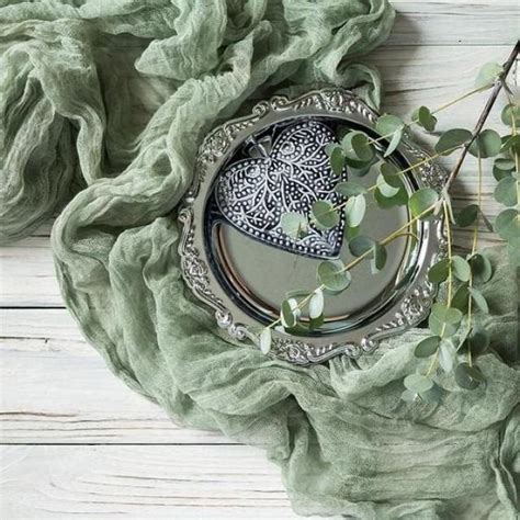 Sage Green Gauze Table Runner, Boho Wedding Decor, Sage Cheesecloth, Colored Gauze Runner ...