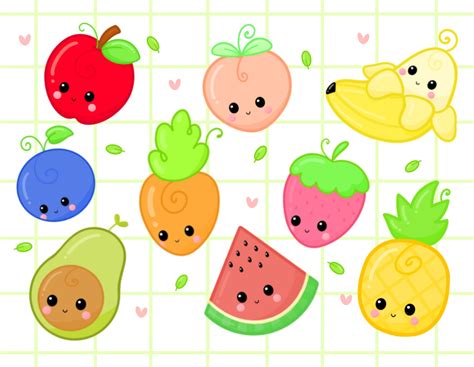 Kawaii Obst & Gemüse Sticker Pack-Kawaii Obst Sticker-Kawaii | Etsy