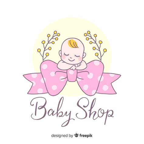 Lovely hand drawn baby logo template | Free Vector