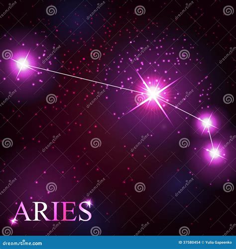 Aries Zodiac Sign of the Beautiful Bright Stars Stock Vector - Illustration of graphic, calendar ...