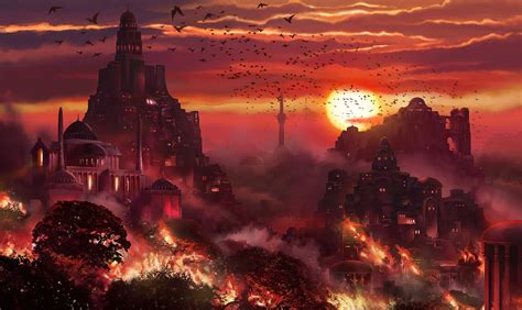 The Burning City by Daniele Montella : r/ImaginaryCityscapes