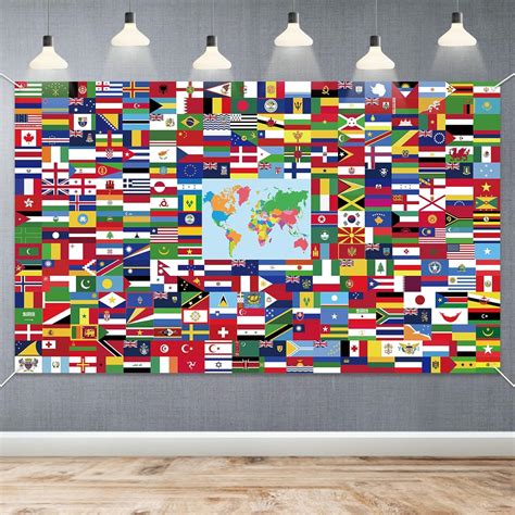 Amazon.com: World Flag Banner, 5x3ft Fabric Country Flags Backdrop International Flags Banner ...