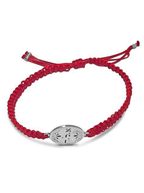 Sterling Silver Kabbalah Bracelet with Red String in 18cm