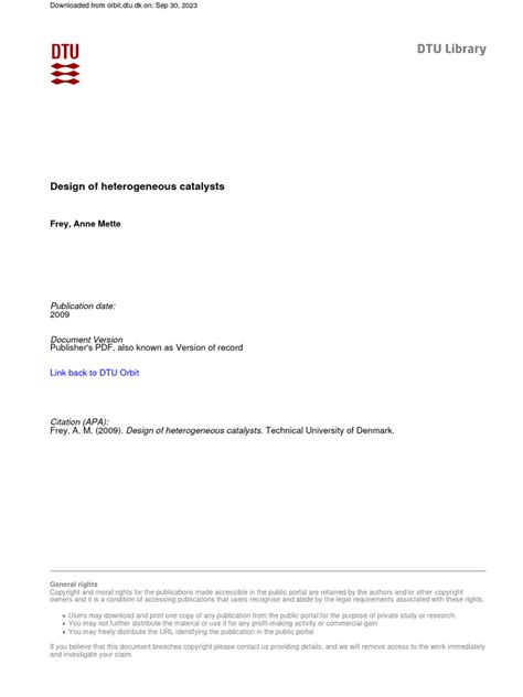 Design of Heterogeneous Catalysts 1 | PDF | Catalysis | Chemical Reactions