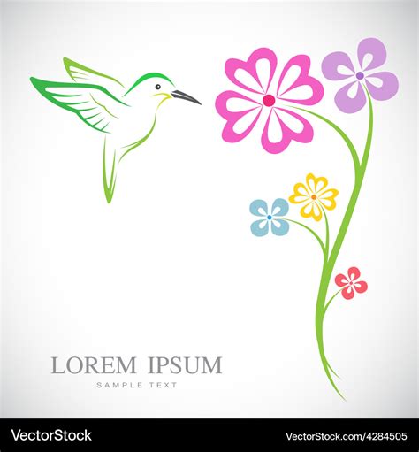 Hummingbird and flowers Royalty Free Vector Image