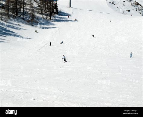 Skiing area in the Alps Stock Photo - Alamy