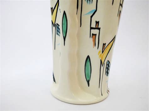 Beswick Pottery Vase Houses decor Hand Painted ALBERT HALLAM 1950s ...