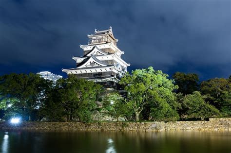 Premium Photo | Beautiful hiroshima castle in japan at night