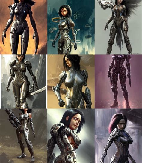 Alita battle angel video game armor concept art, muted | Stable Diffusion