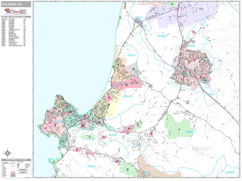 Salinas California Wall Map (Premium Style) by MarketMAPS